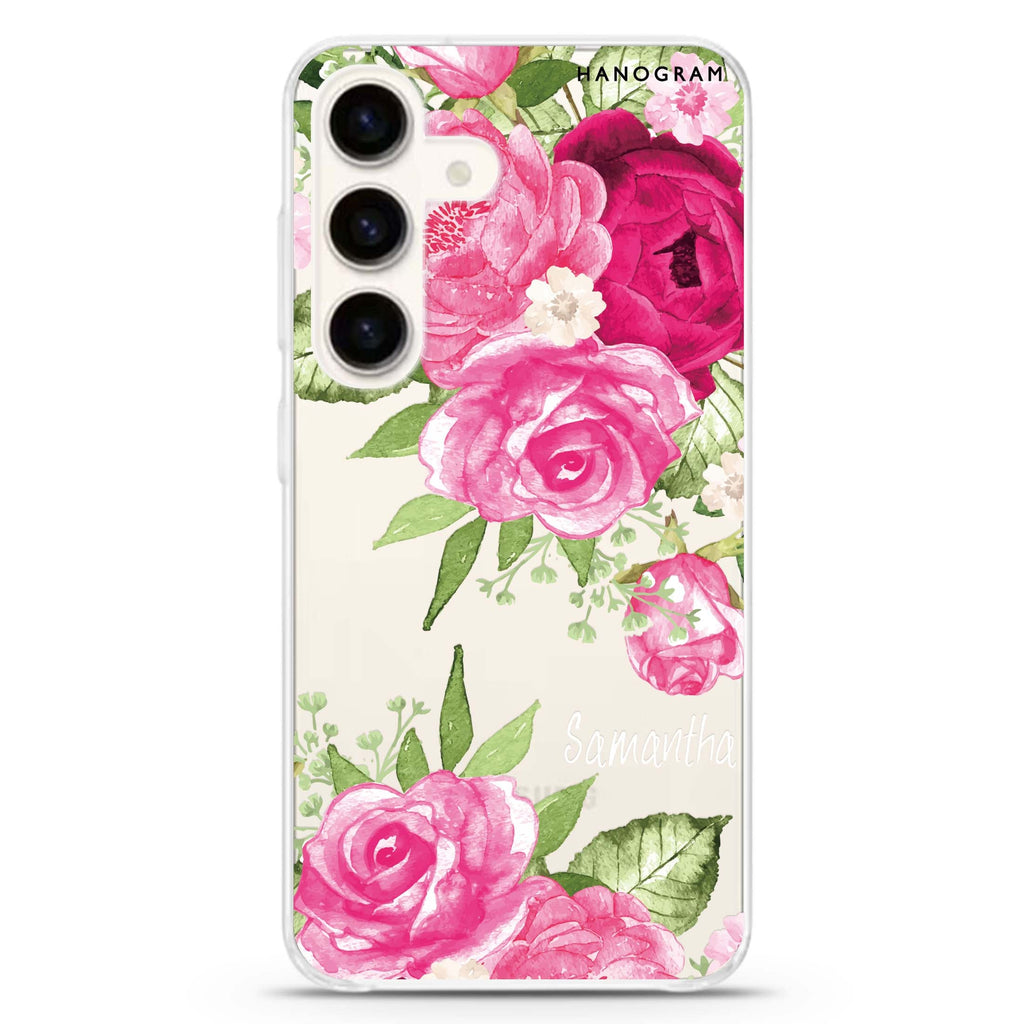 Watercolor Rose Galaxy S24+ Ultra Clear Case