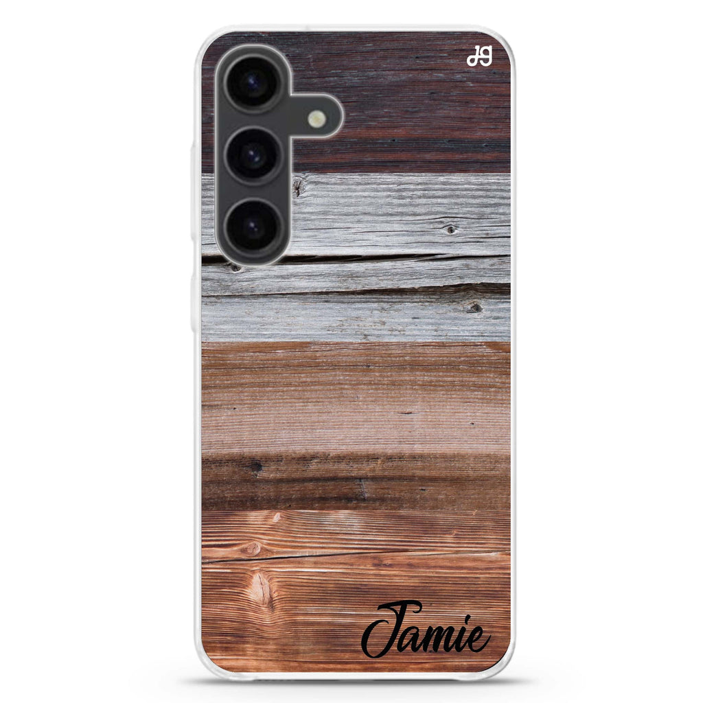 Wood Grain Varigegated Galaxy S24+ Ultra Clear Case