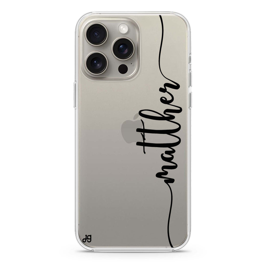 Vertical Script Handwritten Custom iPhone 15 Pro Ultra Clear Case