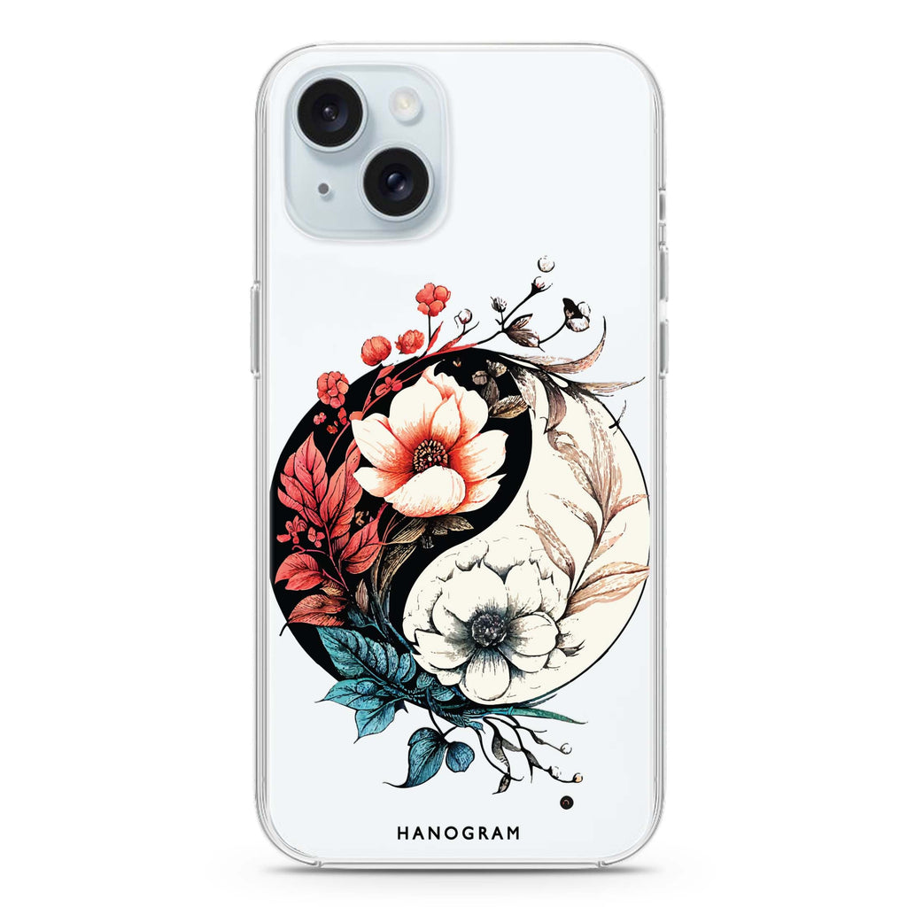 Pretty Floral & Tai Chi iPhone 15 Ultra Clear Case