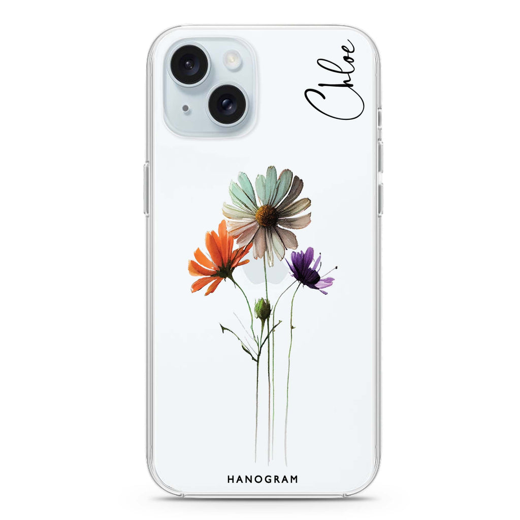 A watercolour floral iPhone 15 plus Ultra Clear Case