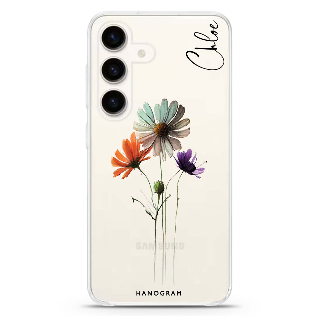 A watercolour floral Galaxy S24 Ultra Clear Case