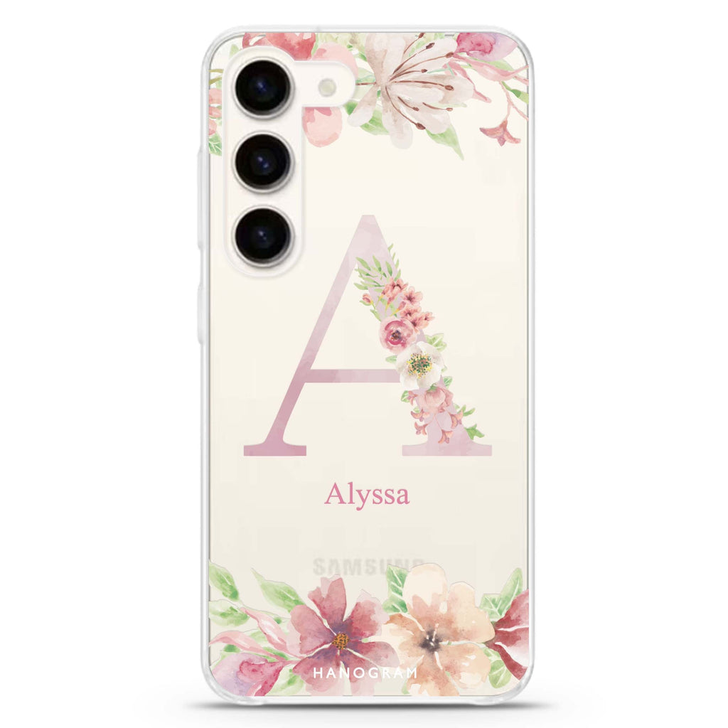 Monogram & Floral Galaxy S22 Ultra Clear Case