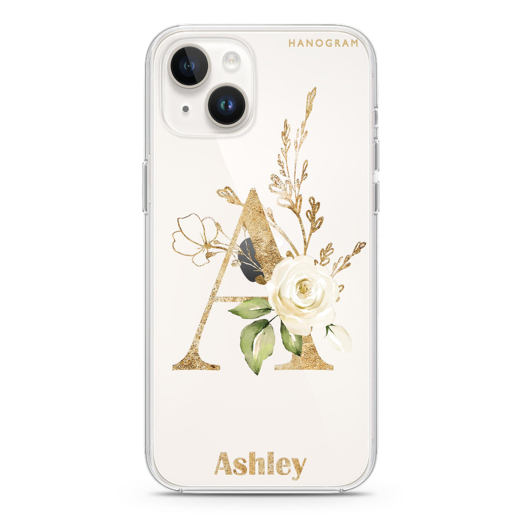 Golden Floral Monogram iPhone 14 Ultra Clear Case
