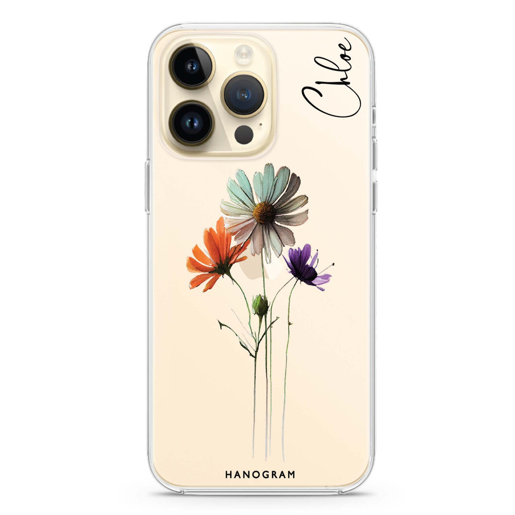 A watercolour floral iPhone 14 Pro Ultra Clear Case