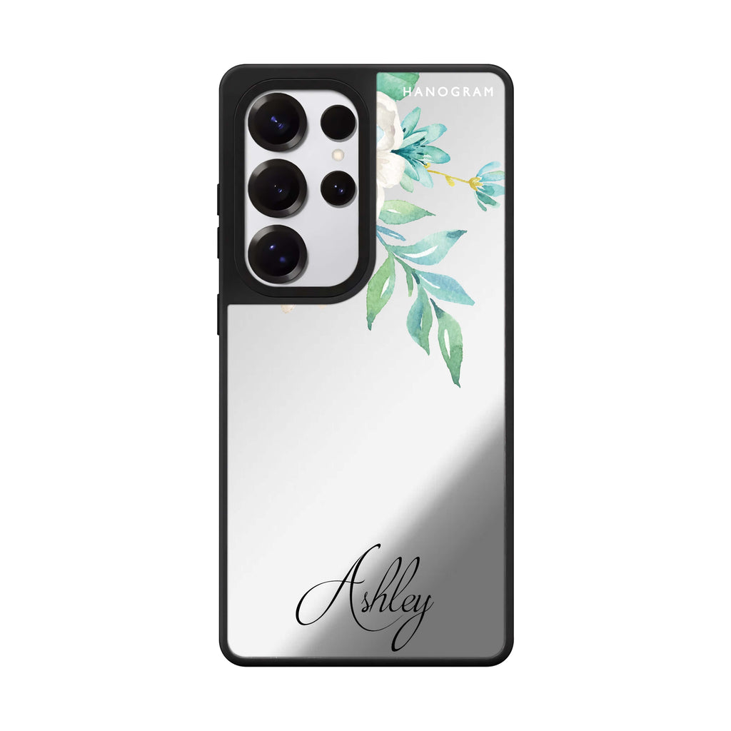 Custom Watercolor Flowers Samsung Galaxy S25 S24 S23 Ultra mirror case, front view