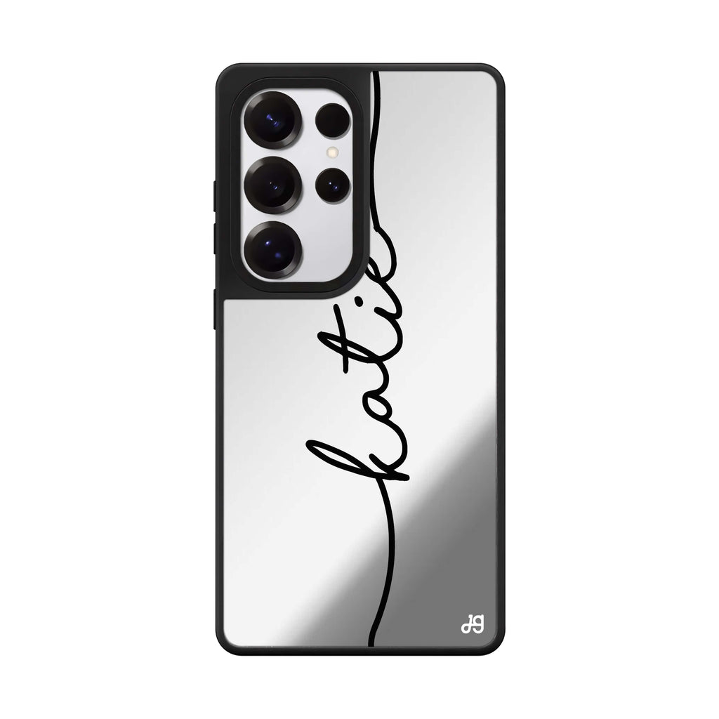 Custom Vertical Handwritten Samsung Galaxy S25 S24 S23 Ultra mirror case, front view