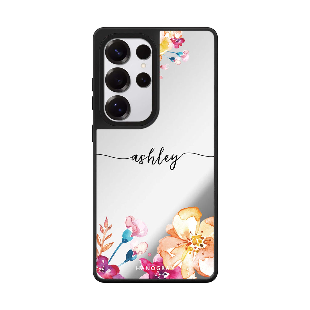 Custom Art Of Flowers Samsung Galaxy S25 S24 S23 Ultra mirror case, front view