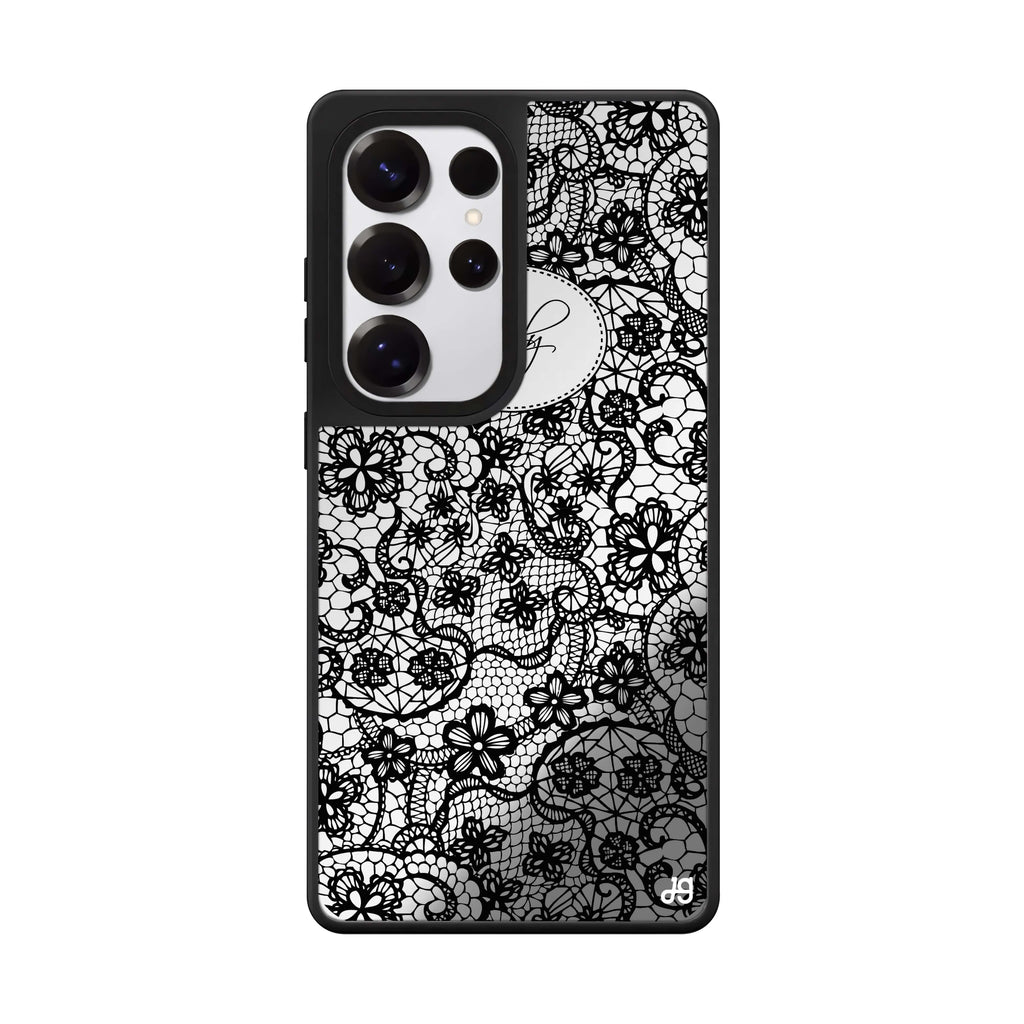 Custom My Floral Lace Samsung Galaxy S25 S24 S23 Ultra mirror case, front view