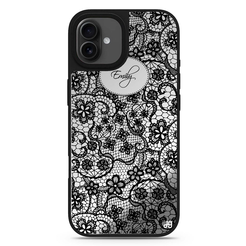 My Floral Lace personalized name iPhone 17 mirror case
