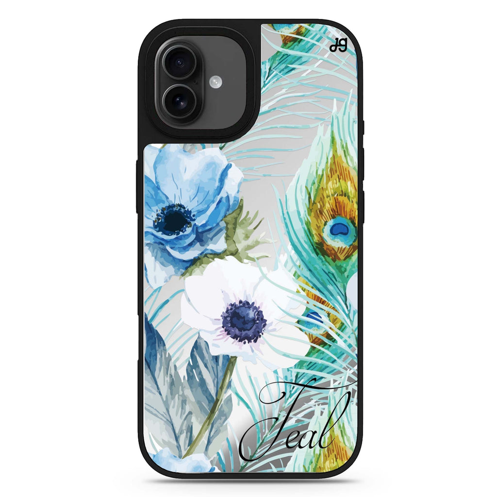 Pretty Watercolor Flowers personalized name floral abstract art iPhone 17 mirror case