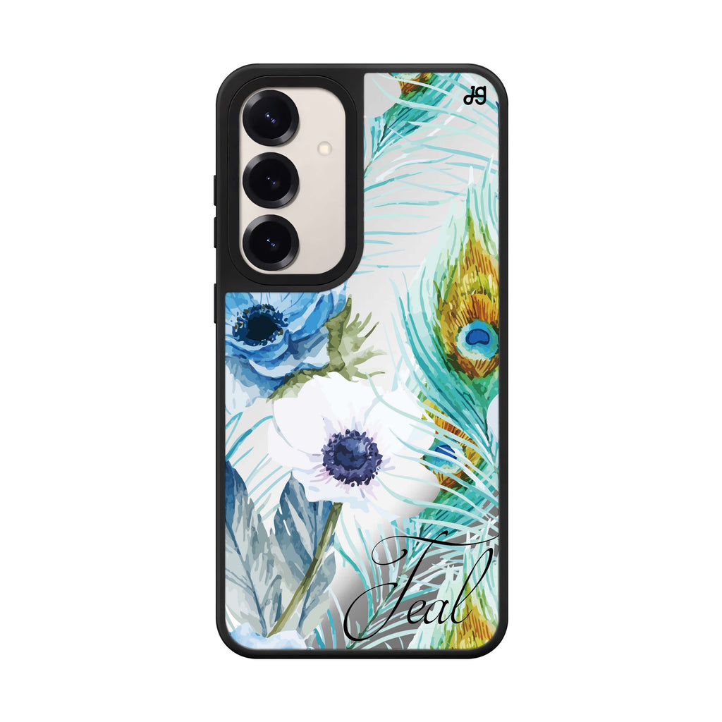 Custom name Pretty Watercolor Flowers Style 1 Samsung Galaxy mirror case front view