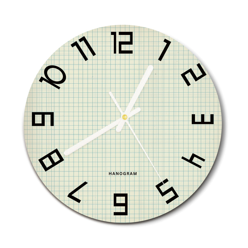 Graph Paper Mint premium glass wall clock, minimal home decor clock, main view