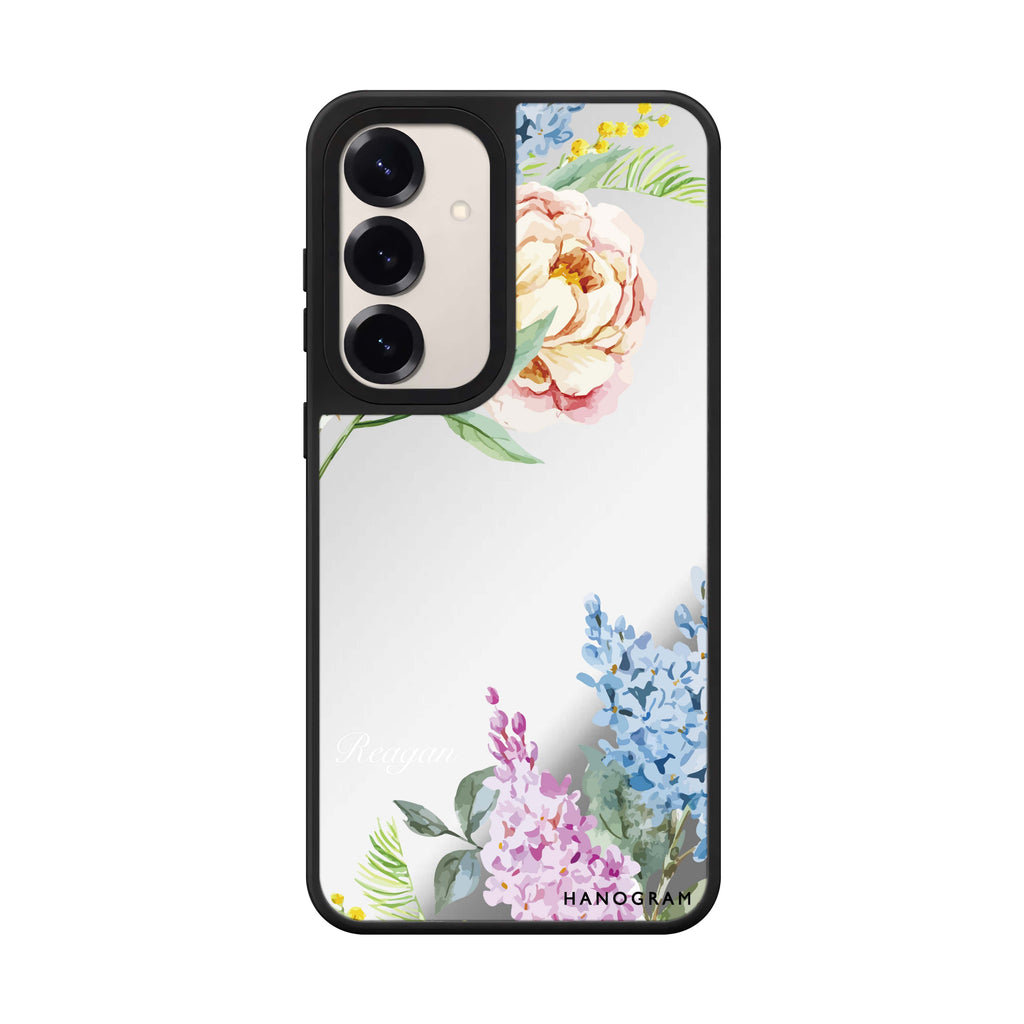 Custom name Tropical Floral Samsung Galaxy mirror case front view
