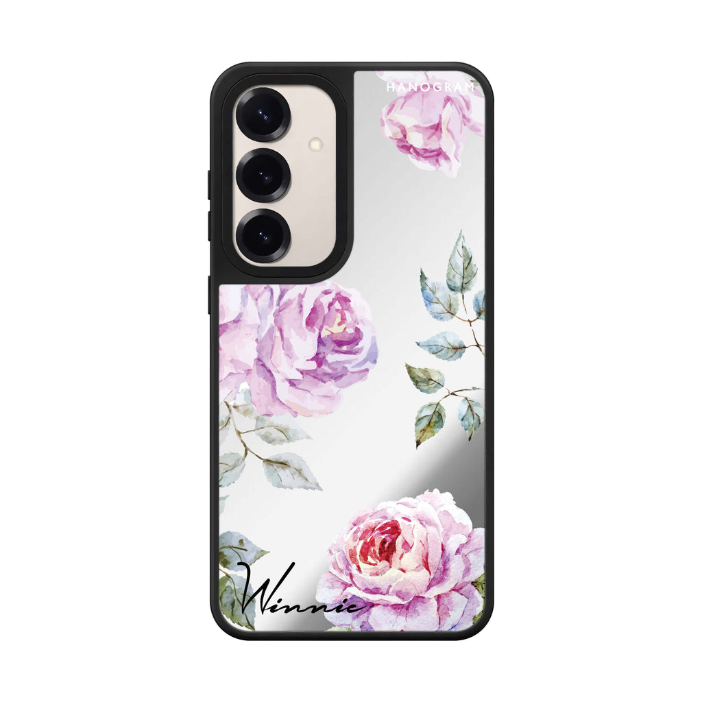 Custom name Classic Floral Samsung Galaxy mirror case front view
