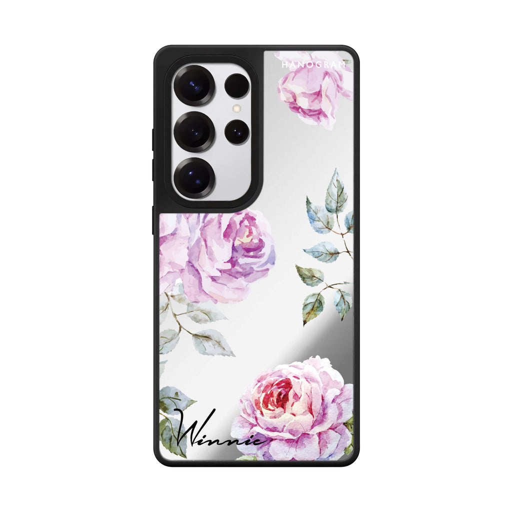 Custom Classic Floral Samsung Galaxy S25 S24 S23 Ultra mirror case, front view