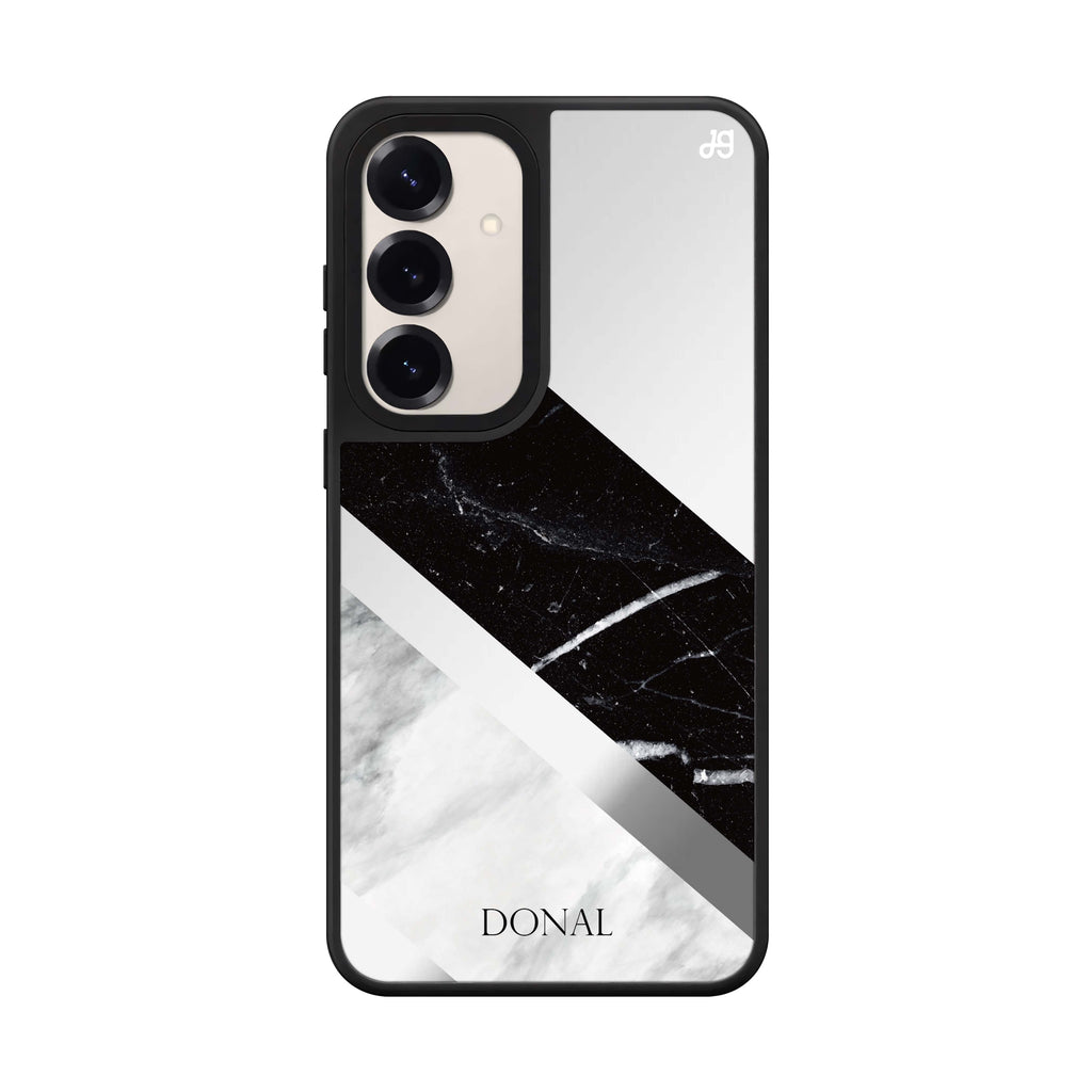 Custom name B W Samsung Galaxy mirror case front view