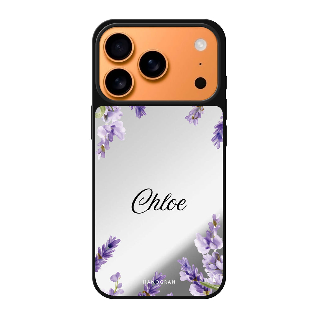 Lavender Corners personalized name purple flower floral iPhone 17 Pro Max mirror case