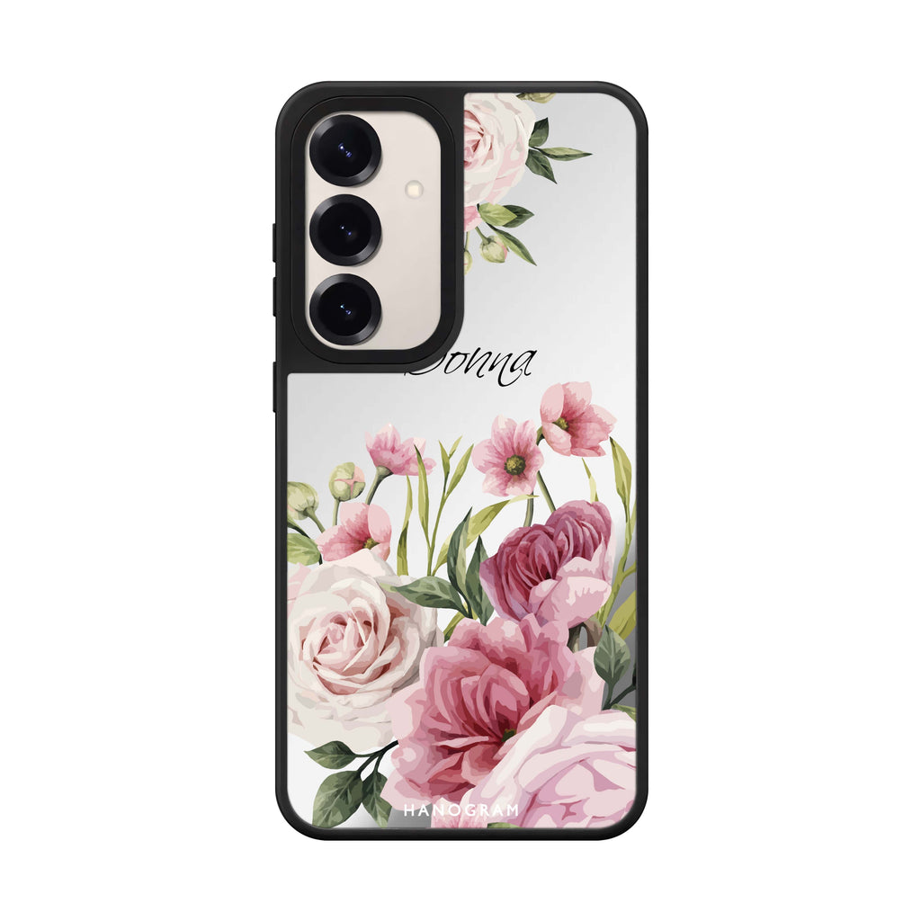 Custom name Beautiful Flowers Samsung Galaxy mirror case front view