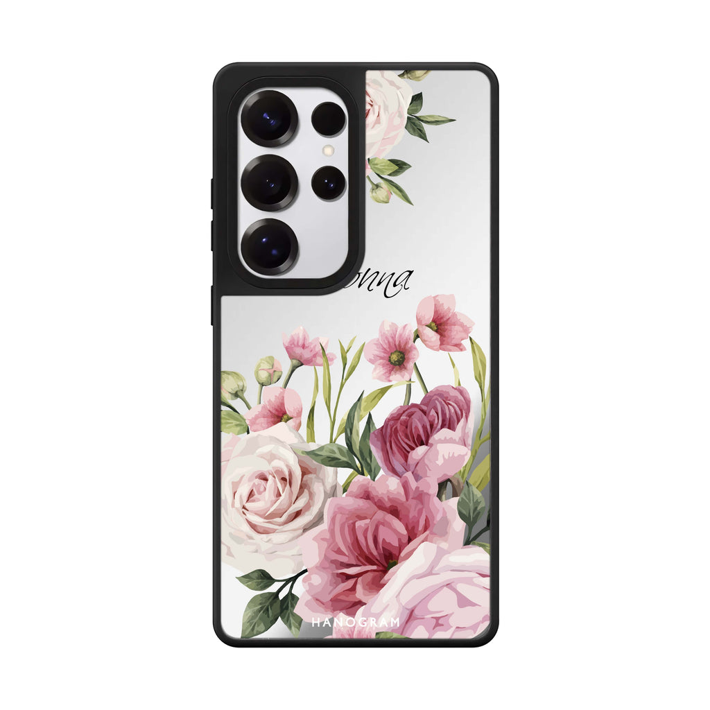 Custom Beautiful Flowers Samsung Galaxy S25 S24 S23 Ultra mirror case, front view