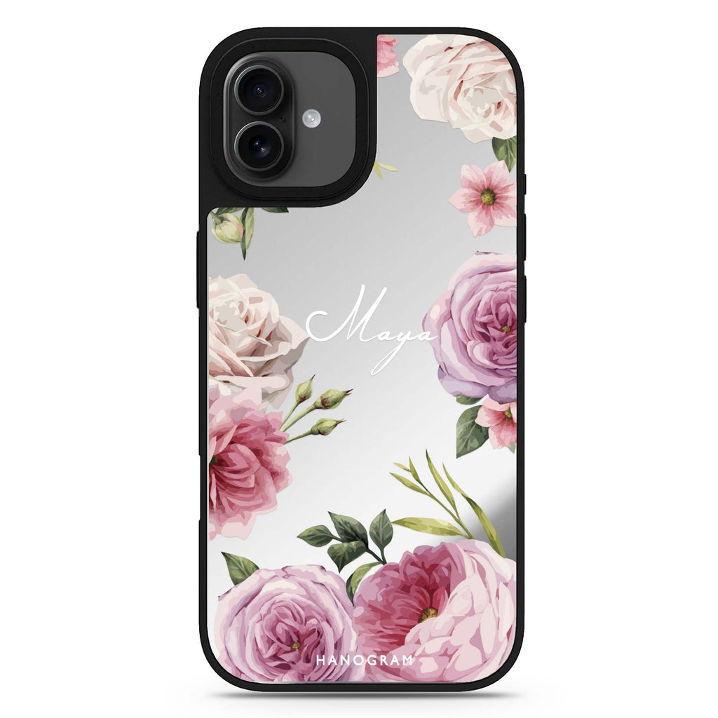 Beautiful Pretty Floral personalized name iPhone 17 mirror case