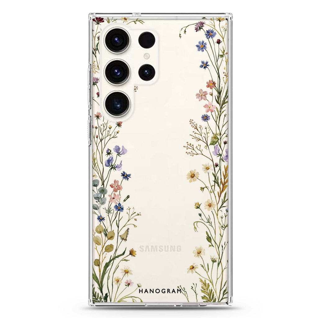 Pressed Meadow Frame Samsung Galaxy Ultra Clear Case — front view