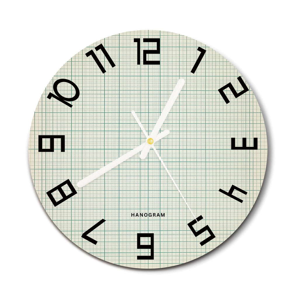 Vintage Draft Grid premium glass wall clock, minimal home decor clock, main view
