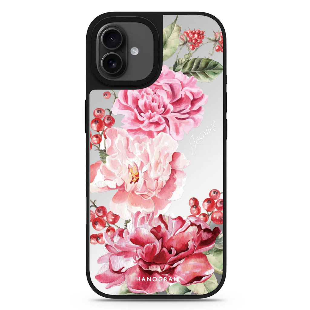 Pretty Watercolor Flowers design 2 personalized name floral abstract art iPhone 17 mirror case