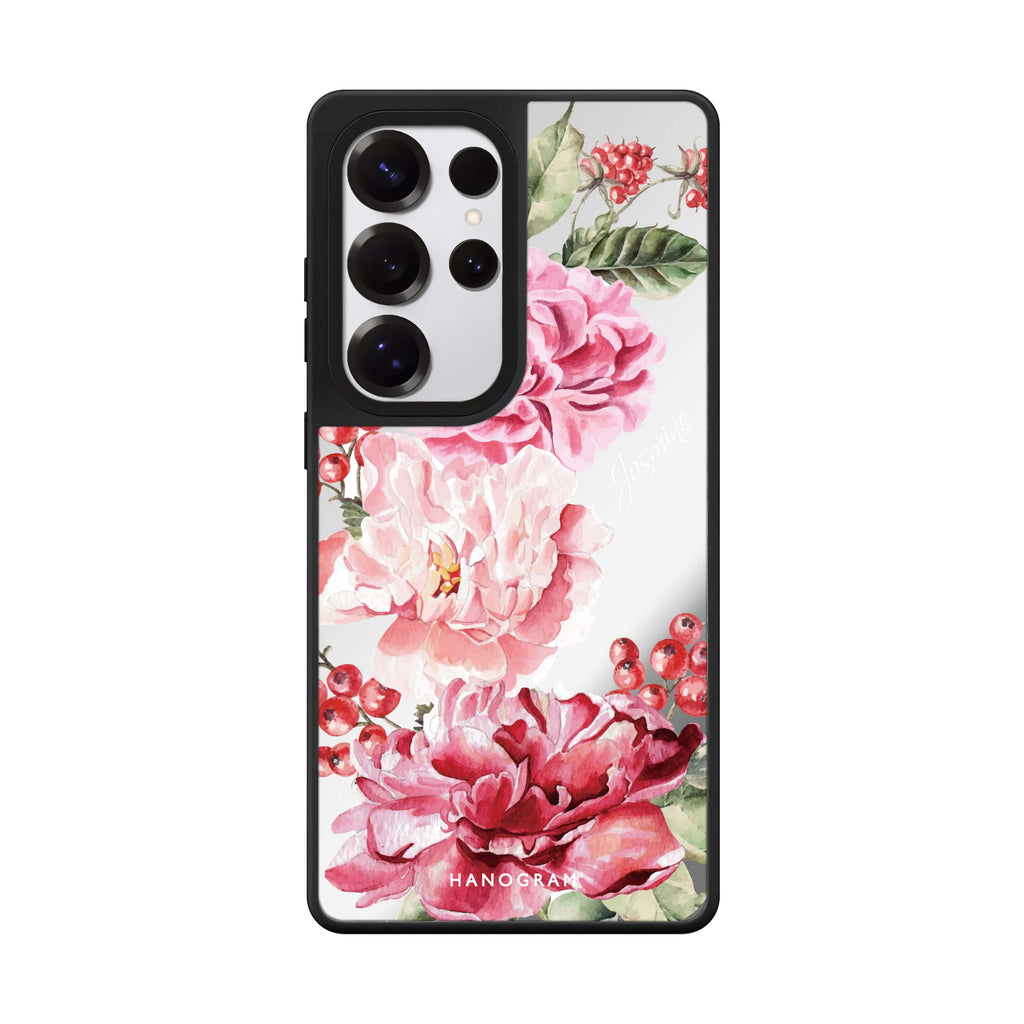 Custom Pretty Watercolor Flowers Samsung Galaxy S25 S24 S23 Ultra mirror case, front view
