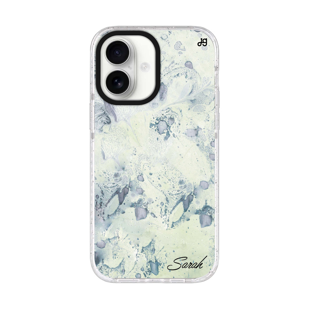 Vintage Marble personalized name iPhone 17 ultra clear MagSafe case, front product view