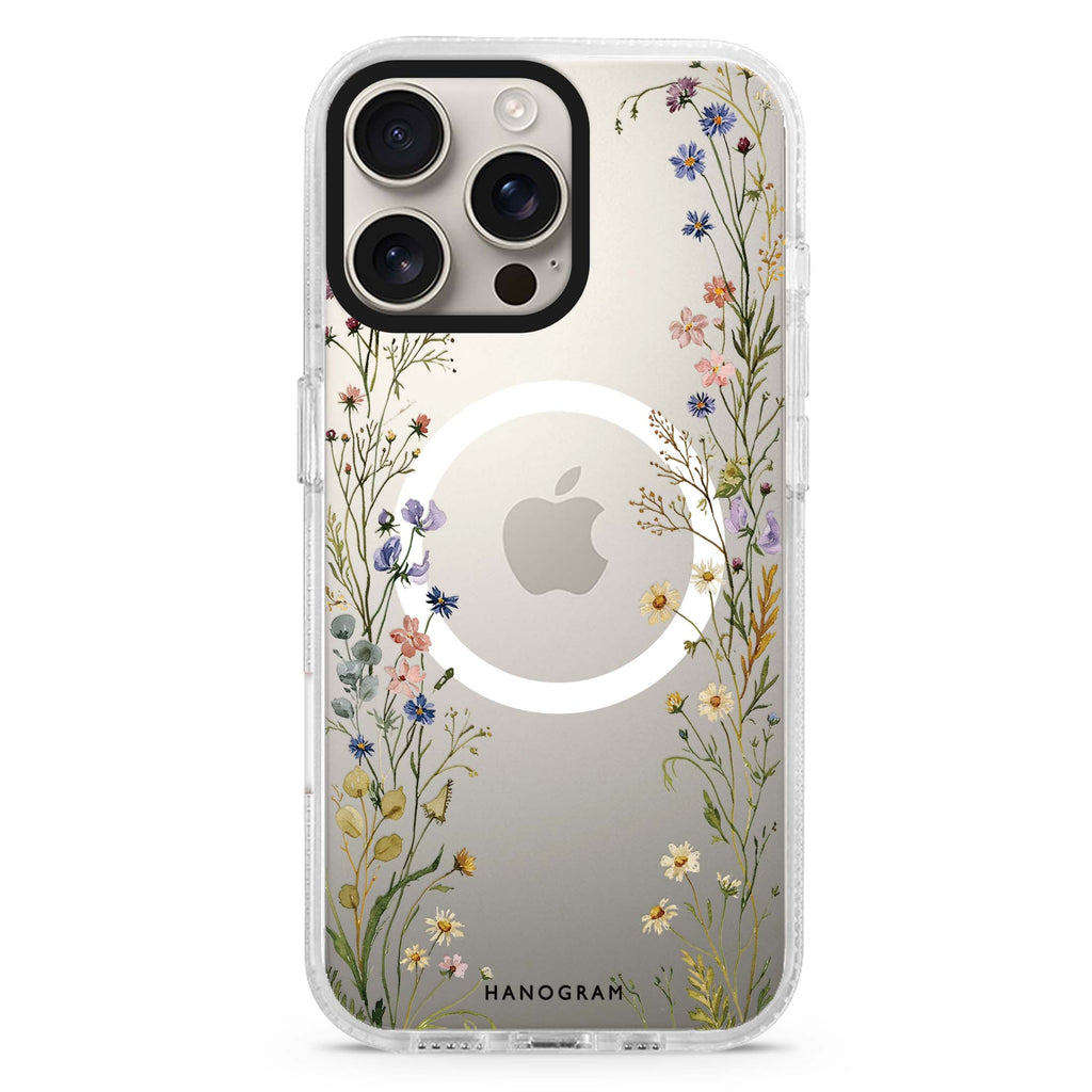 Pressed Meadow Frame MagSafe Compatible Ultra Clear Case for iPhone 16 Pro Max - design view