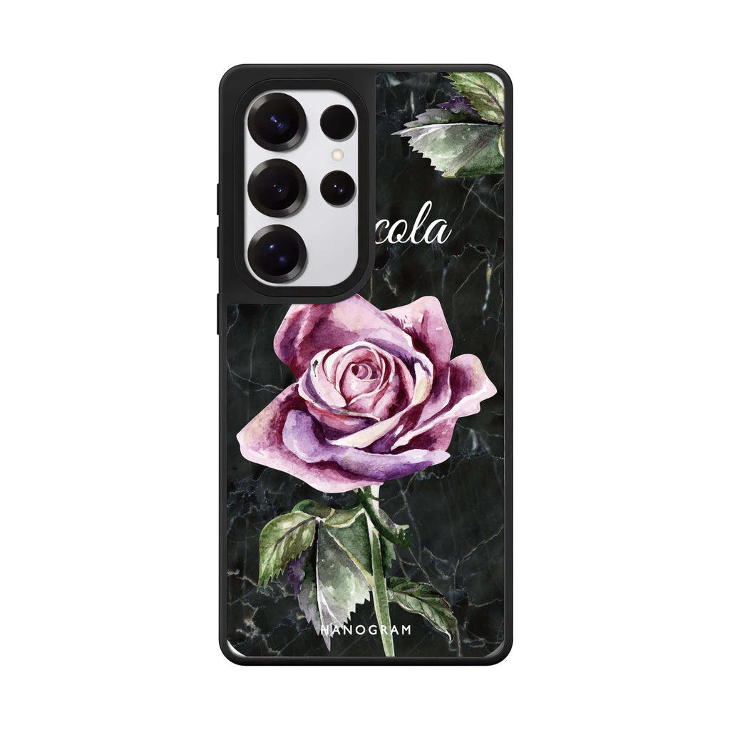 Custom Black Marble Samsung Galaxy S25 S24 S23 Ultra mirror case, front view