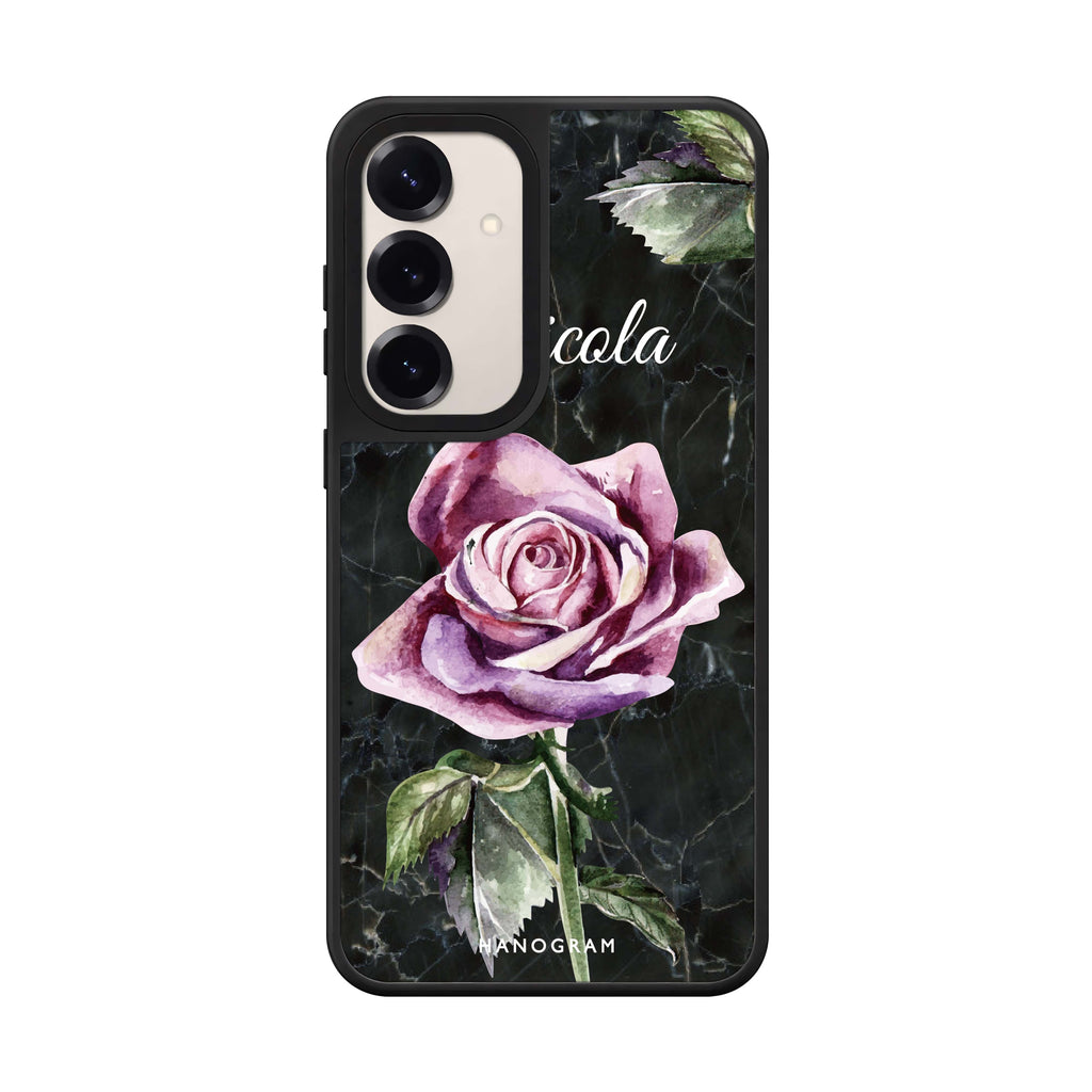 Custom name Black Marble Samsung Galaxy mirror case front view