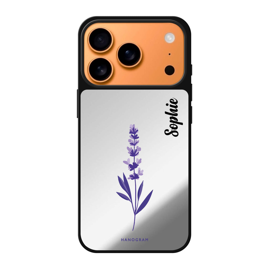 Lavender Form personalized name purple flower floral iPhone 17 Pro Max mirror case