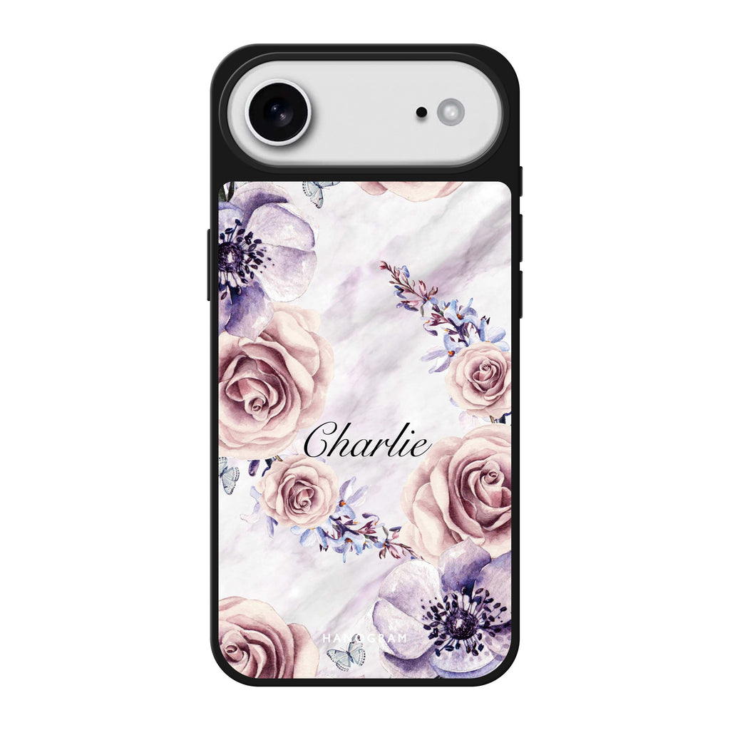 White Marble & Flower 鏡面手機殼