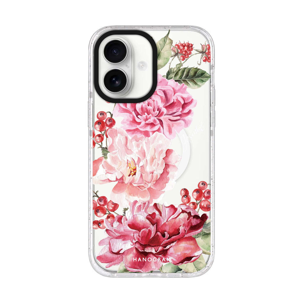 Pretty Watercolor Flowers Style 2 personalized name iPhone 17 ultra clear MagSafe case, front product view