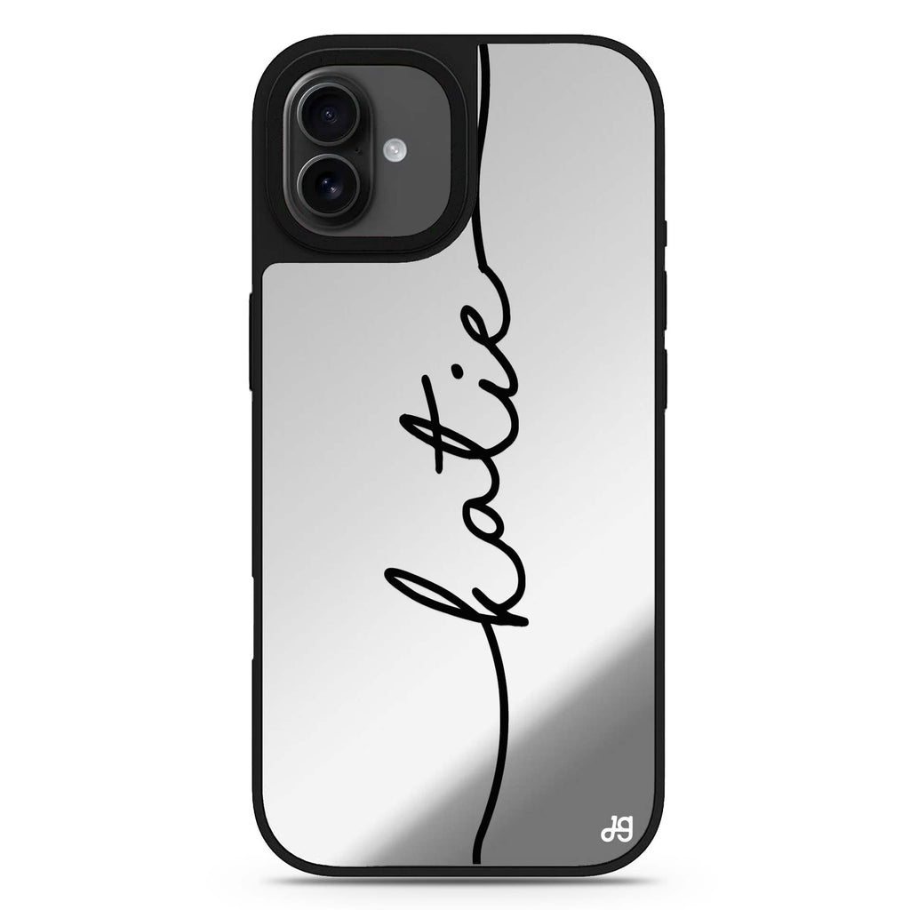 Vertical Handwritten personalized name handwritten name typography iPhone 17 mirror case
