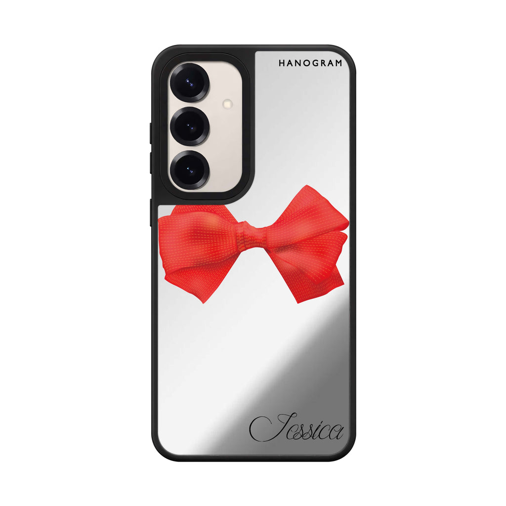 Custom name Red Bow Samsung Galaxy mirror case front view