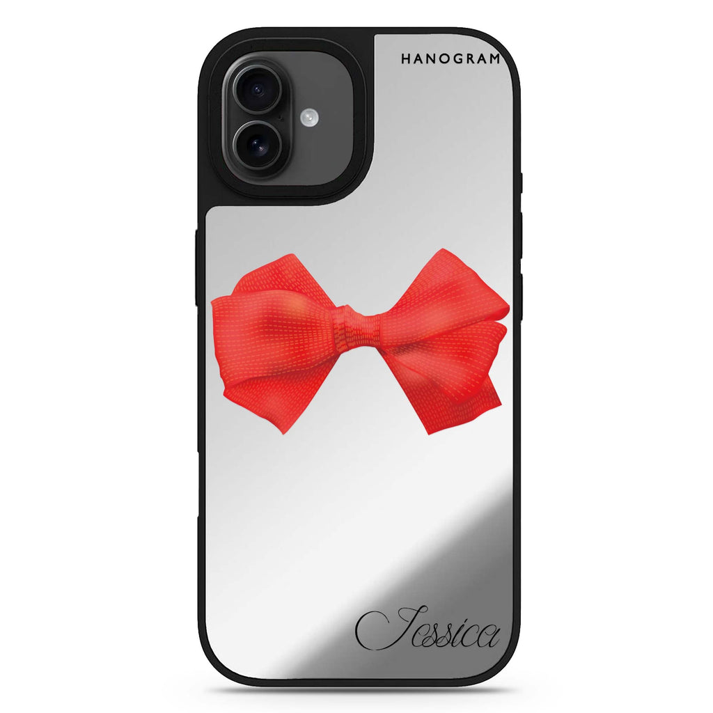 Red Bow personalized name iPhone 17 mirror case