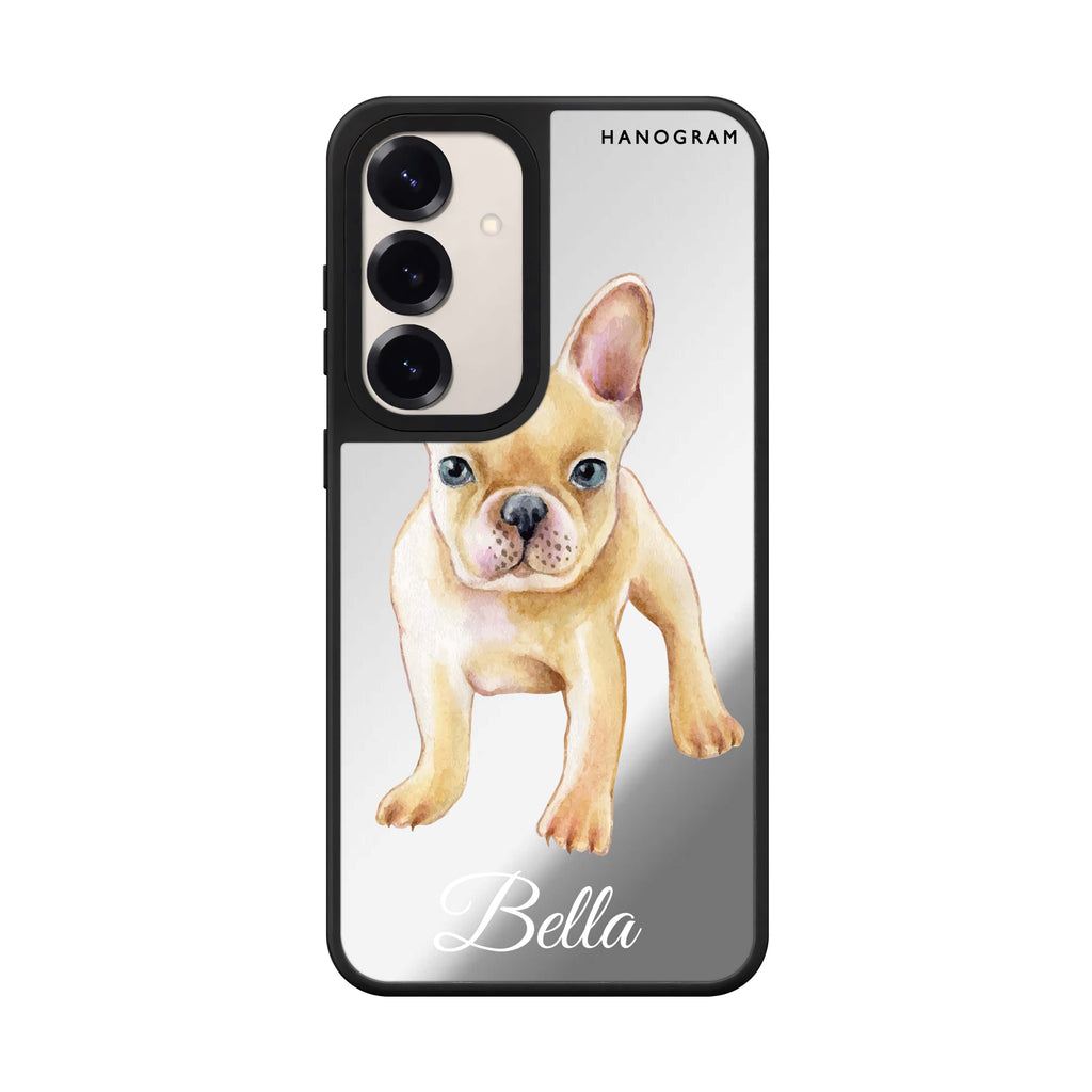 Custom name Cute Dog Samsung Galaxy mirror case front view