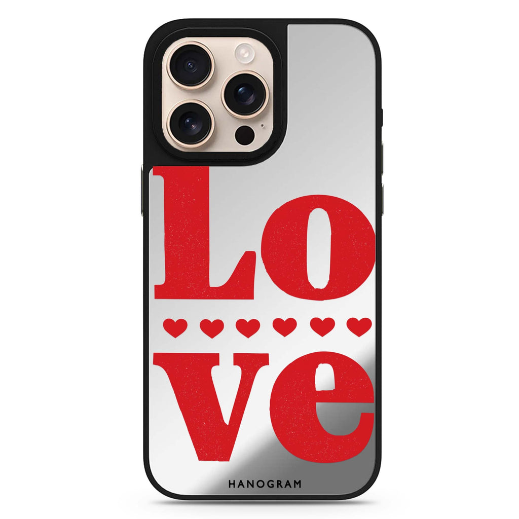 Red Love romantic design iPhone 16/15/14 Pro Max & Pro mirror case