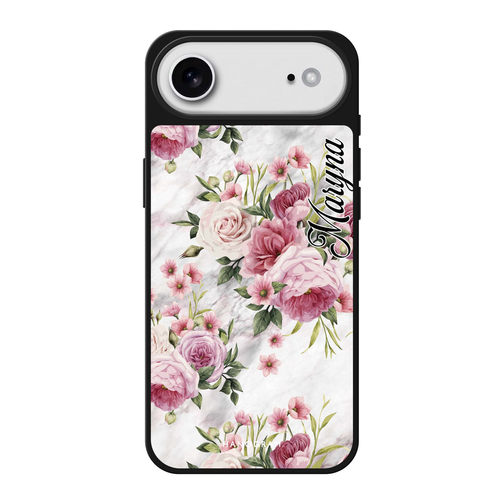 Marble and Pink Floral 鏡面手機殼