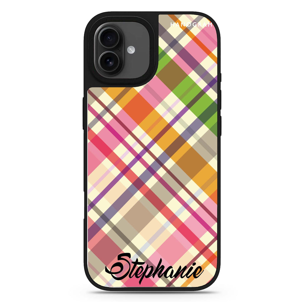 Colourful Checker Custom Name personalized name checker pattern typography iPhone 17 mirror case