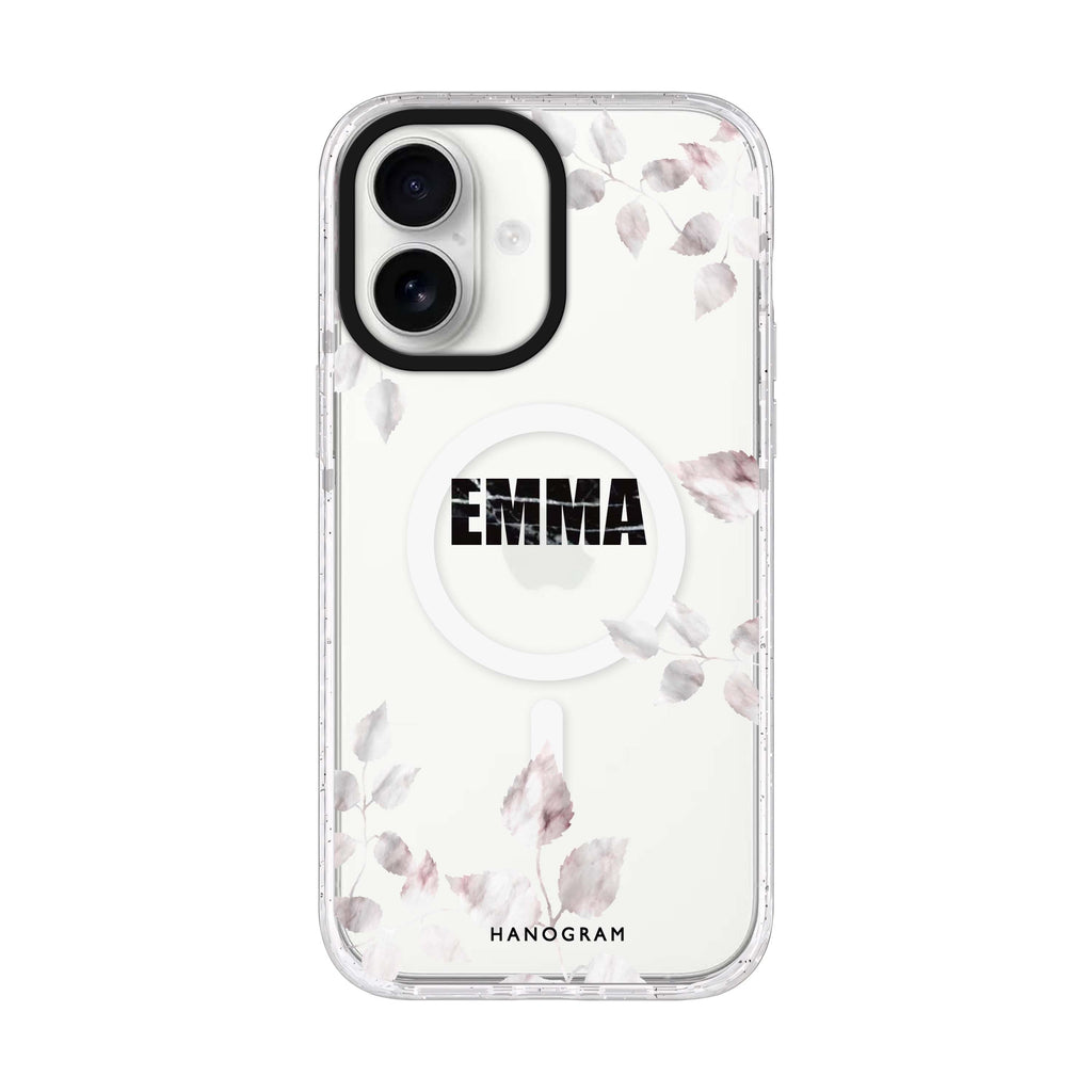 Life Simple Floral personalized name iPhone 17 ultra clear MagSafe case, front product view