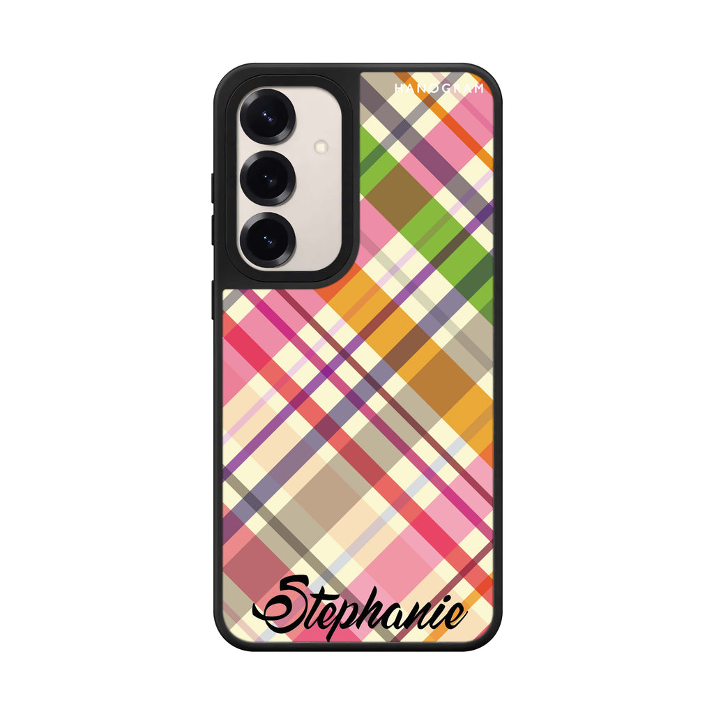 Custom name Colourful Checker Custom Name Samsung Galaxy mirror case front view