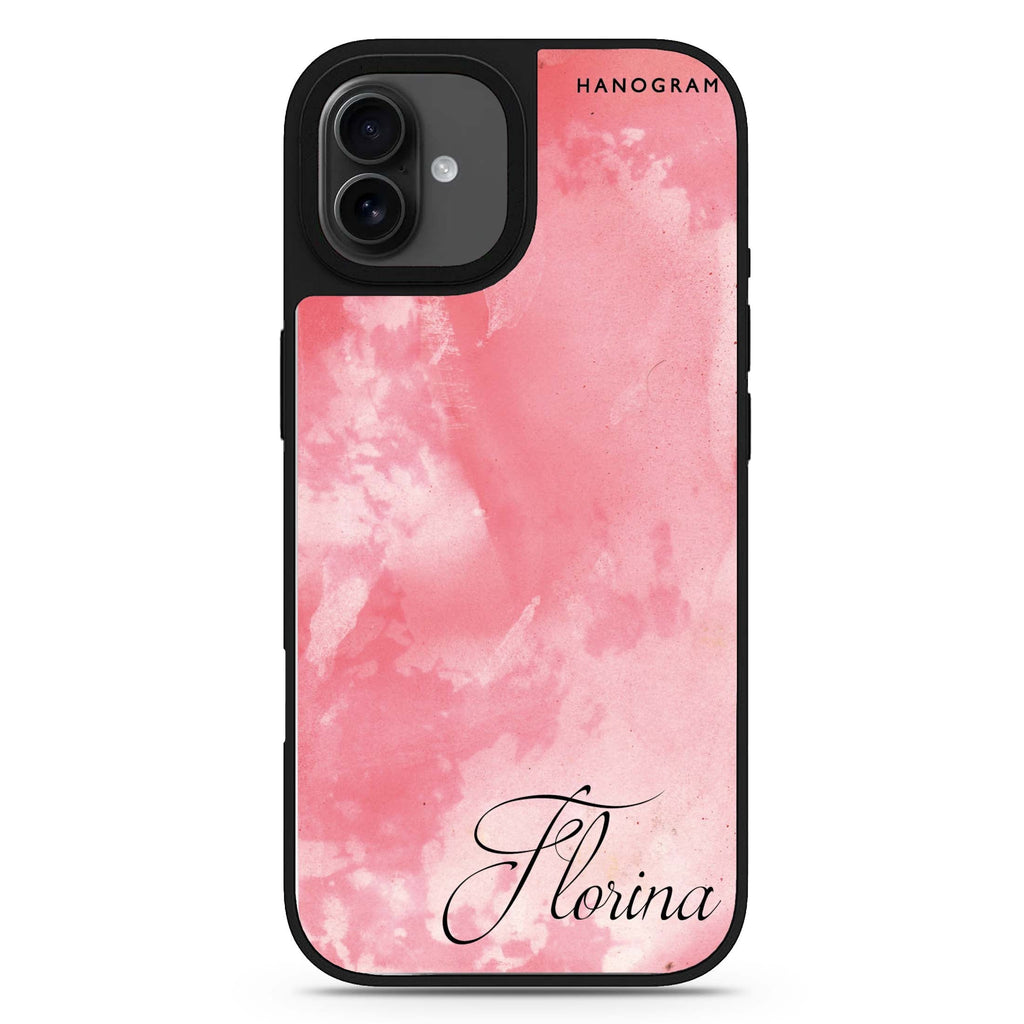 Red Colour Custom Name personalized name typography design iPhone 17 mirror case