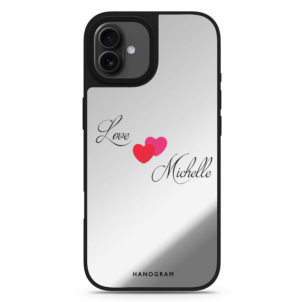 Sweet Heart design 2 personalized name iPhone 17 mirror case