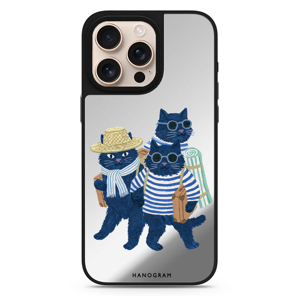 The Seaside Cat Crew iPhone Mirror Case – design view 1