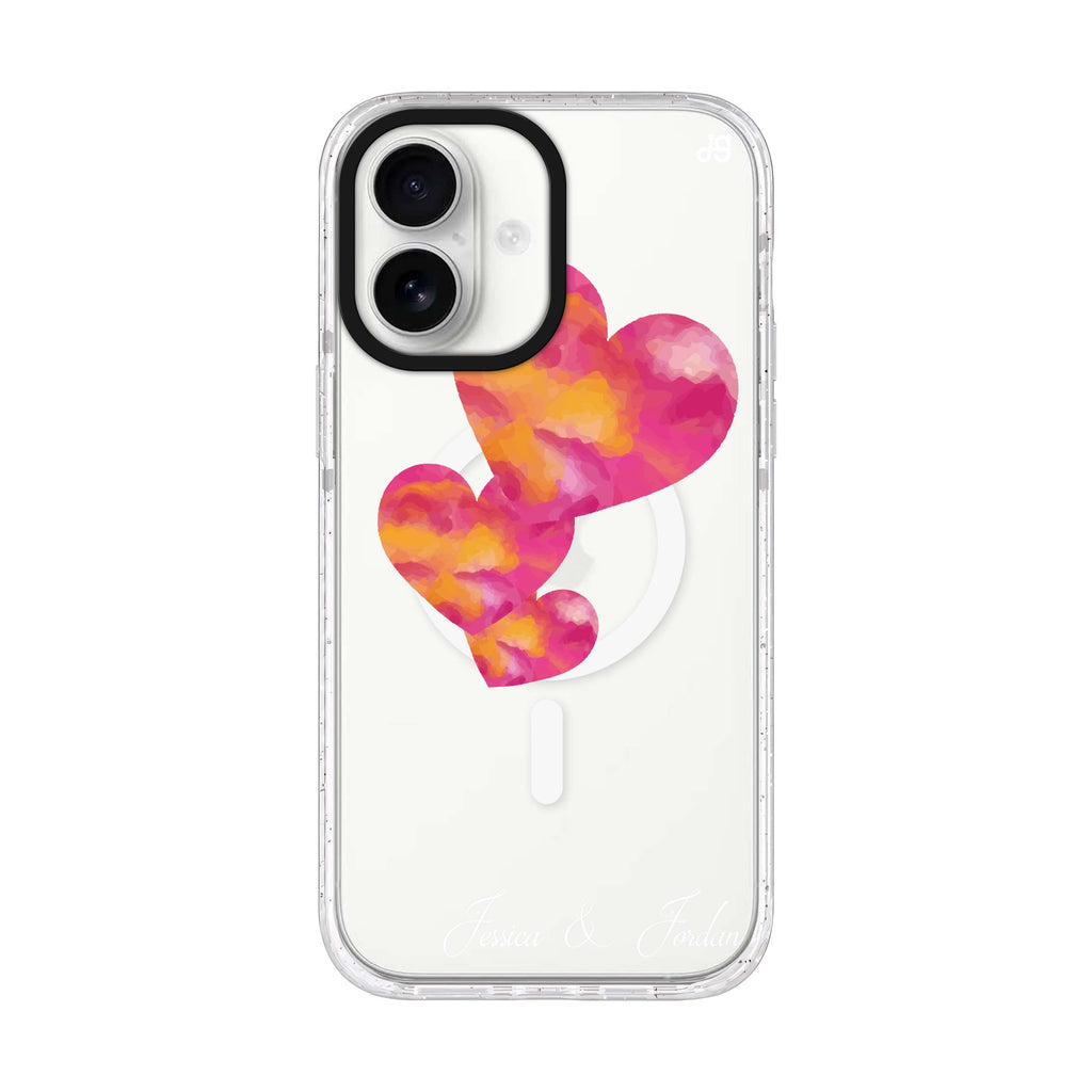 Red Hearts Style 2 personalized name iPhone 17 ultra clear MagSafe case, front product view