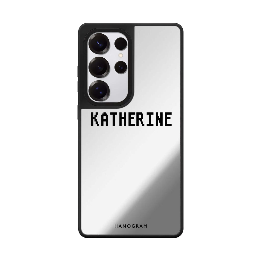 Custom Pixel Custom Name Samsung Galaxy S25 S24 S23 Ultra mirror case, front view